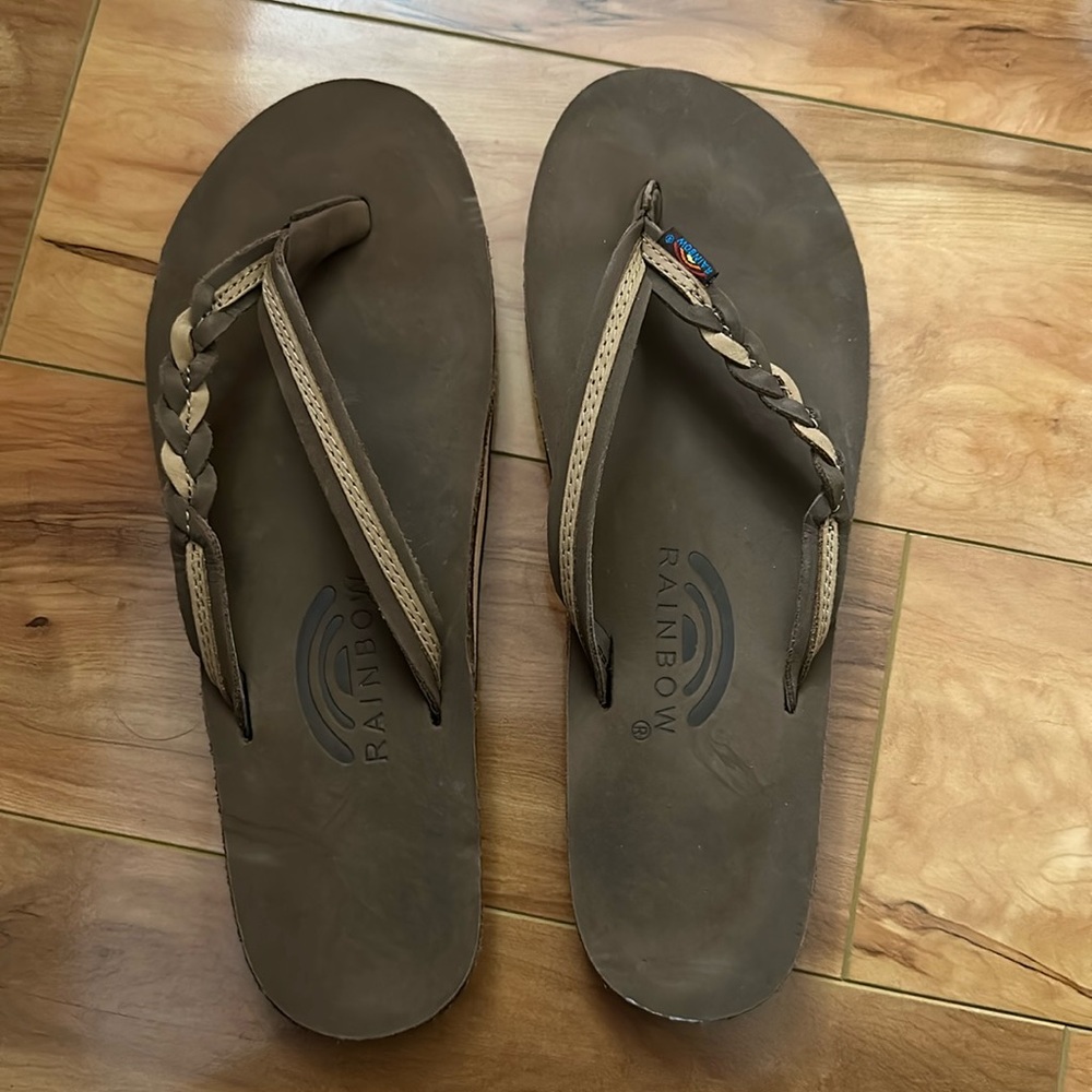 Rainbow flip flops